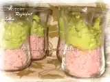 Recette Verrine de purée d'avocat au roquefort et emietté de jambon