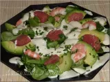 Recette Petite salade de mâche aux crevettes, avocat et pamplemousse