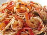 Recette Spaghetti aux crevettes