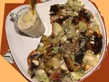 Recette Salade de patates chaudes et froides avec poissons panés, à la c