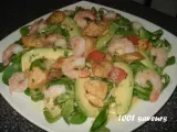 Recette Salade de poulet mariné, crevettes et pamplemousse rose de cyril lignac