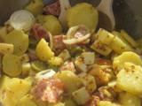 Recette Salade franc, comtoise:pommes de terre, saucisse de montbéliard, comté.