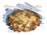 Recette Tarte aux oignons, courgettes, poulet mariné et fromage de chèvre et de brebis
