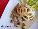 Recette Mousseline de saumon en coque, au ragoût de champignons