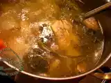 Recette Soupe de fanes de radis, épinards, courge et oignons