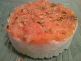 Recette Tartare de saumon fromage sur timbale de riz