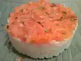 Recette Tartare de saumon fromage sur timbale de riz