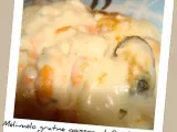 Recette Méli-mélo gratiné de poisson et fruits de mer sauce curry.