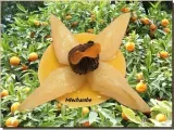 Recette Poires pochées au bouillon de mandarine, jardin du palais carnolès