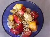 Recette Recette ! la salade de fruits express du jour : fraises, pommes, mangue