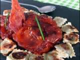 Recette Tomates confites au balsamique et ravioles croustillantes au basilic