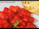 Recette Carpaccio de fraises menthe et citron vert et tuiles croustillantes à la pistache