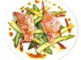 Recette Rouget minute, salade d'asperges et chorizo