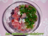 Recette Tartare de tomate-fraise-sardine et jus de roquette