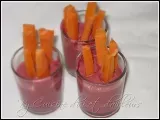 Recette Verrine de crème de betteraves & ses bâtonnets de carottes