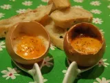 Recette Oeuf cocotte dans sa coquille aux lardons et tomates confites