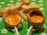 Recette Oeuf cocotte dans sa coquille aux lardons et tomates confites