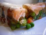 Recette Aspic au thé vert, saumon et légumes printaniers sauce wasabi