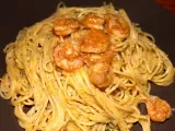 Recette Spaghetti au pesto de pistache et aux crevettes