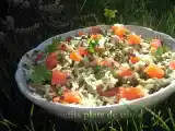 Recette Salade de riz, lentilles, petits pois et saumon au lait de coco