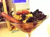 Recette Salade de fruits secs et épices sur compotée de poire