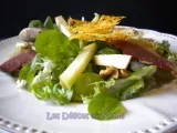 Recette Salade automnale aux filets de caille, magret fumé et fruits de saison