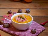 Recette Soupe potimarron, châtaignes et bacon