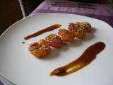 Recette Brochettes de scampis au caramel d'oranges