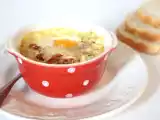 Recette Oeuf cocotte à la crème de moutarde, tomates séchées & parmesan