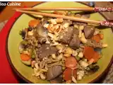Recette Nouilles sautées légumes, boeuf, cacahuètes