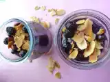 Recette Crème myrtilles cacao au lait de coco et amandes grillée