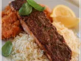 Recette Filet de saumon à la dijonnaise avec purée de carottes et céleri-rave