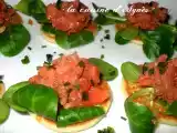 Recette Tartare de saumon fumé bio sur blinis