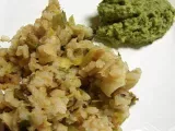 Recette Risotto aux poireaux et flocons de châtaigne, avec une mousse de brocolis