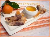 Recette Nems chocolat, clémentines et sa sauce orange, grand-marnier.