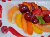 Recette Salade de fruits pochés au coulis de framboises