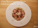 Recette Chou rave crémé aux quatre epices et son lard fumé, à l'actifry