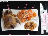 Recette Pigeonneaux rotis, carottes confites et chutney de poires aux raisins