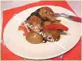 Recette Cuisses de poulet, aux poivrons et pommes de terre au four.