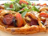 Recette Tarte soleil aux poivrons, chorizo et feta