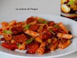 Recette Penne, chorizo, courgette et fanes de betteraves rouges