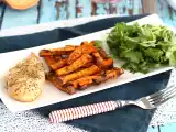 Recette Frites de patates douces au four (et son poulet)