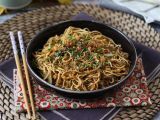 Recette Wok de nouilles chinoises (légumes et protéines de soja texturées)