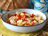 Recette Salade de pâtes froide aux poivrons, maïs et mozzarella