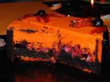 Recette Gateau d'halloween orange et noir, saveur pistache framboises