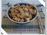 Recette Wok de tofu aux noix de cajou, nouilles chinoises et petits légumes