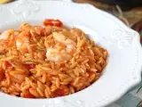 Recette Pâtes orzo aux tomates et crevettes cuites comme un risotto