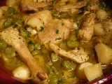 Recette Tajine de poulet au citron confit et aux fèves (cuisson au four)