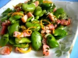 Recette Salade de fèves à la vinaigrette d'orange chaude