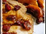Recette Rôti de porc caramelisé aux pommes et aux airelles